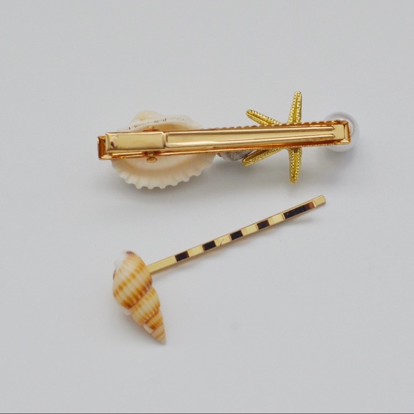 2 Pieces Seashell Hair Pins Set Women Accessories - Picture 4 of 6